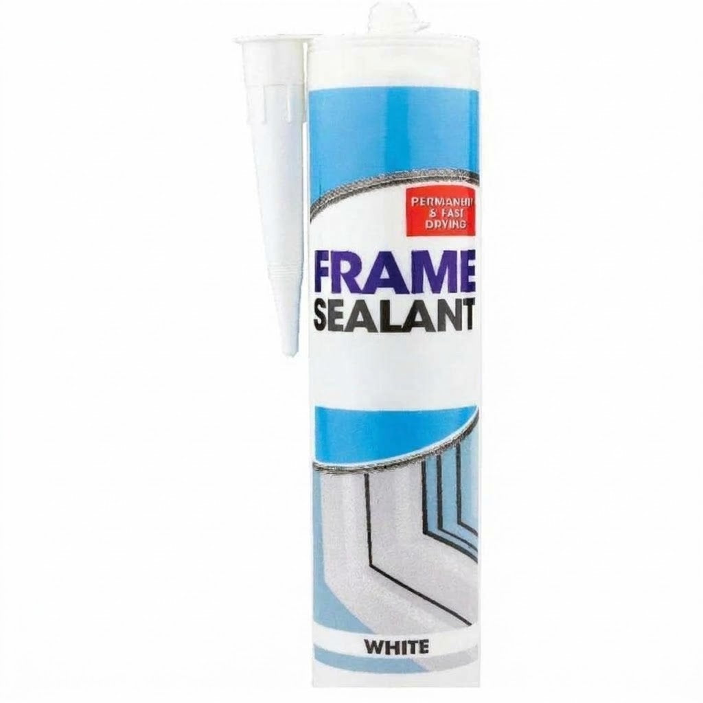 White Frame Sealant 280ml - Fast Drying Permanent Acrylic Caulk uPVC Door Window