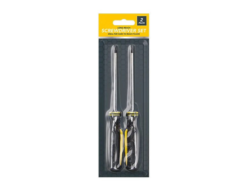2 Pc Long Reach Screwdriver Set Slotted 4.5mm Philips PH1 Hand DIY Tool Kit