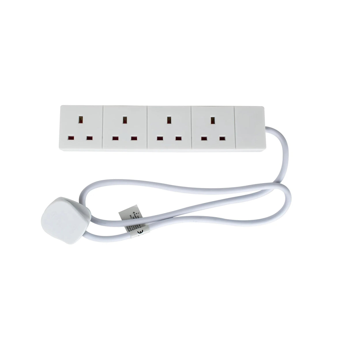 1m, 2m & 5m 4 Way Extension Lead Socket Gang Cable White Mains Power Plug