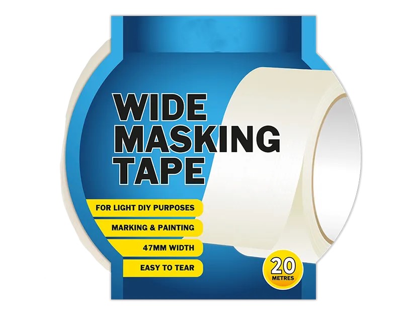 Wide Masking Tape 20m x 47mm Decorating Painting Clean Edge Easy Tear Crepe Paper