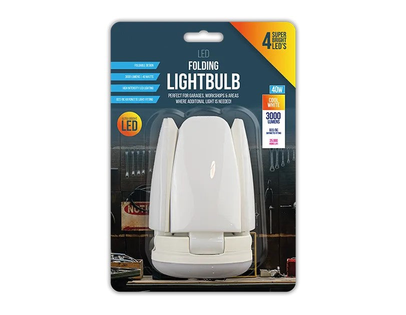 Ultra Bright LED Folding Light Bulb B22 Bayonet Adjustable Workshop Garage Lamp