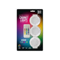 3 x LED Colour Changing Cabinet Lights Under Shelf Cupboard Puck Light Remote Control