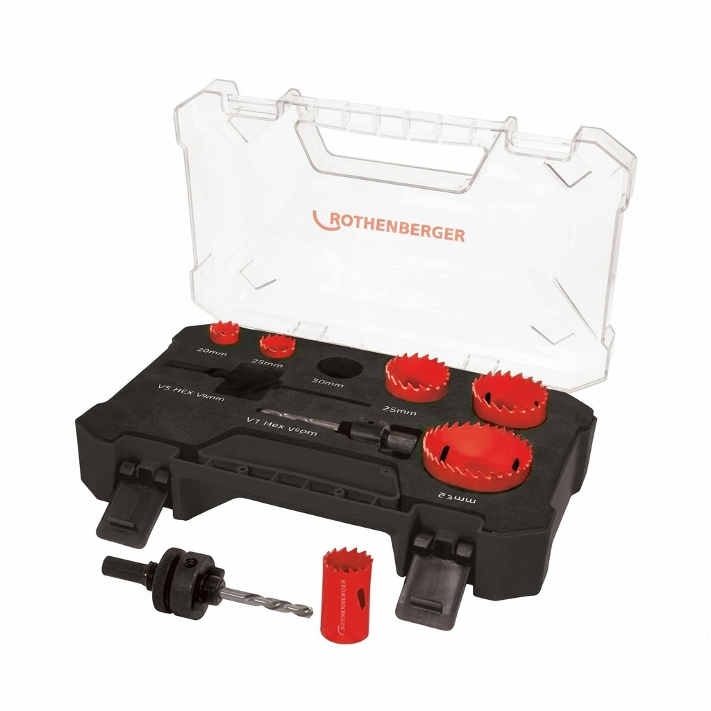 Rothenberger Plumbers Hole Saw Kit 19 22 29 38 44 57mm