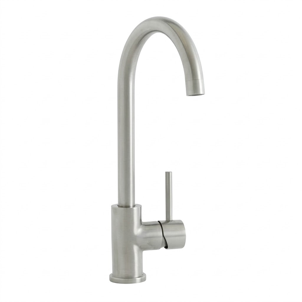 Iflo Arras Monobloc Swan Neck Kitchen Mixer Tap Brushed Nickel