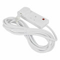 2 Way 5m Extension Lead Socket UK Mains Power Cable Gang Extension Cord White