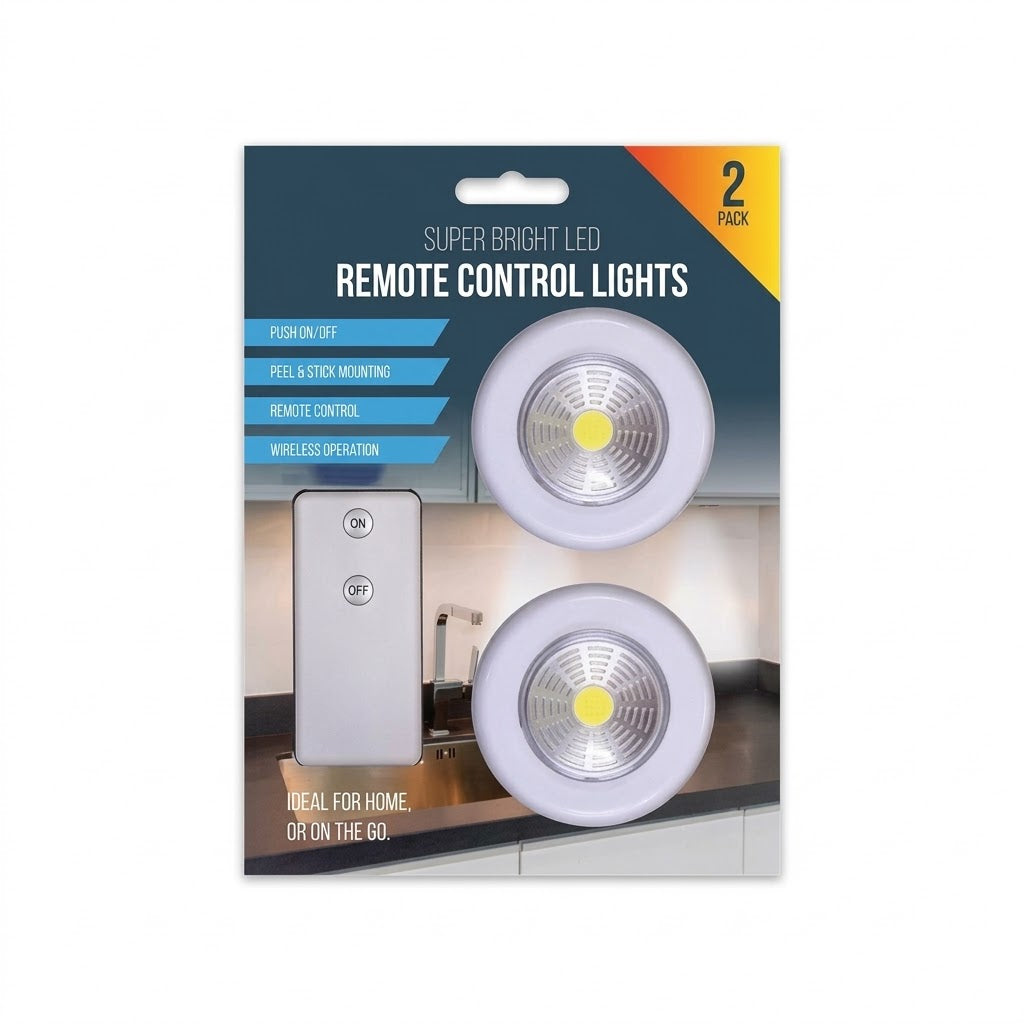 2 Pack Super Bright LED Puck Lights with Remote Wireless Push Touch Cabinet Spot