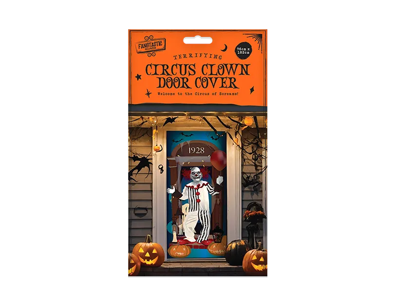 Halloween Clown Door Cover Scary Circus Poster Party Decor Banner 182 × 76 cm