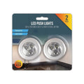 LED Push Lights 2 Pack Battery Operated Stick On Cabinet Shelf Counter Kitchen Wall