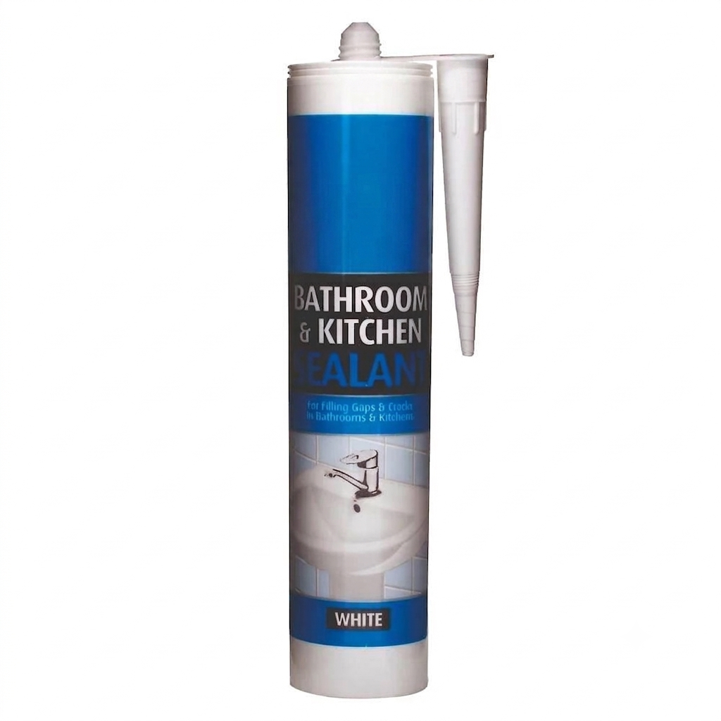 White Bathroom & Kitchen Sealant Silicone Caulk 280ml Waterproof Gap Filler Tube