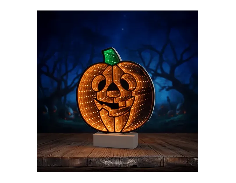 LED Infinity Light Pumpkin Halloween Decor Battery Operated Lamp 25cm x 21cm