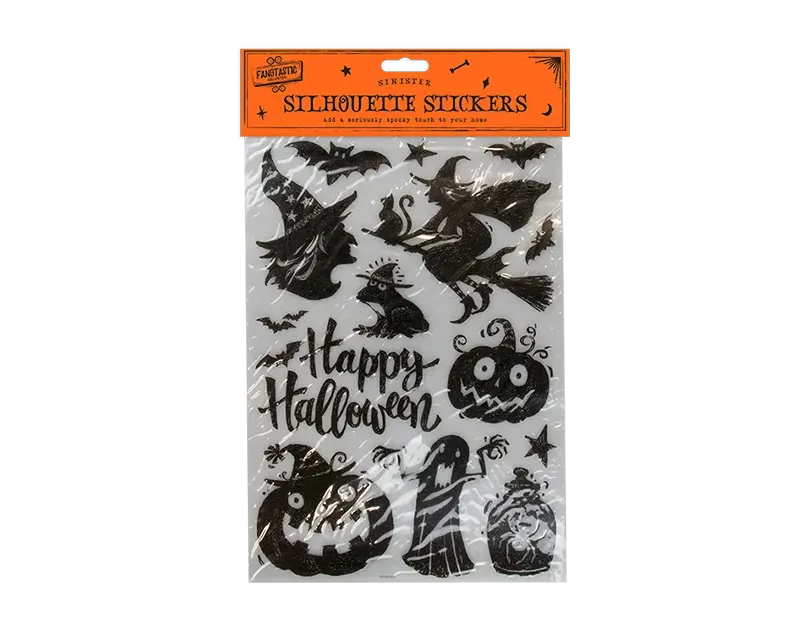 Halloween Silhouette Wall Stickers Clear Sheet Decals Spooky Window Clings Decor