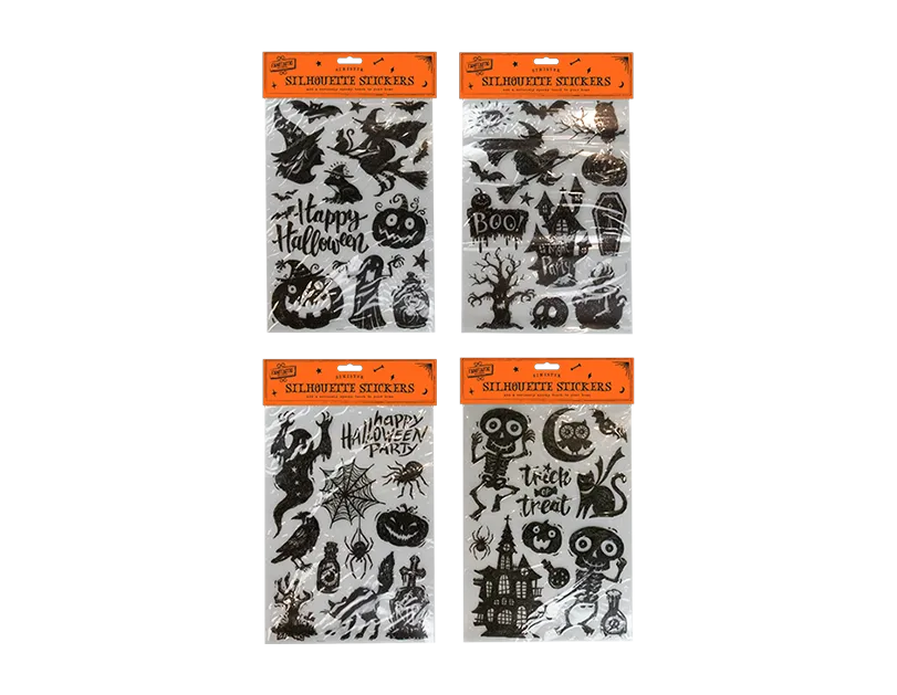Halloween Silhouette Wall Stickers Clear Sheet Decals Spooky Window Clings Decor