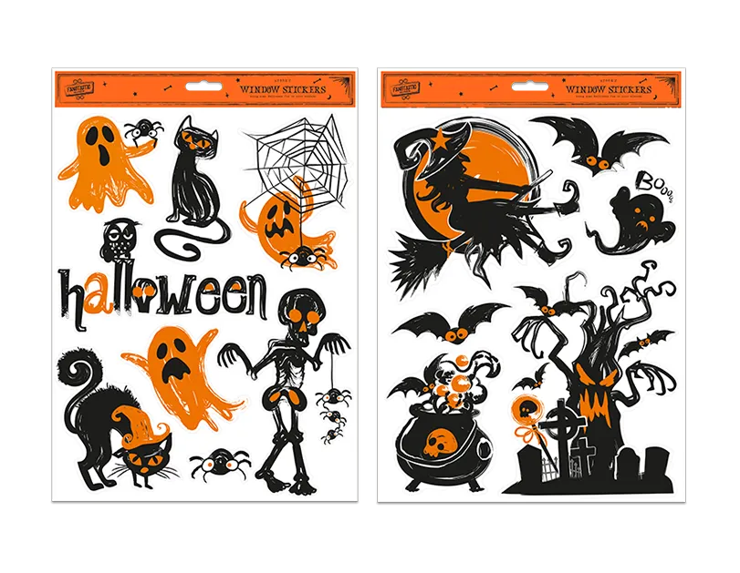1 x Halloween Spooky Window Stickers Assorted Design Party Decor 6-8 Pcs