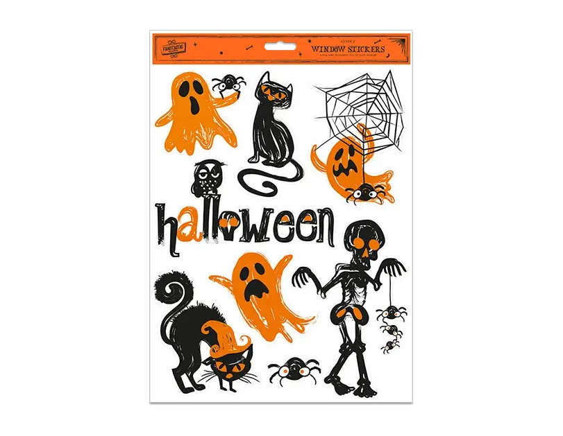 1 x Halloween Spooky Window Stickers Assorted Design Party Decor 6-8 Pcs