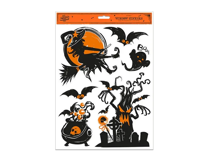 1 x Halloween Spooky Window Stickers Assorted Design Party Decor 6-8 Pcs