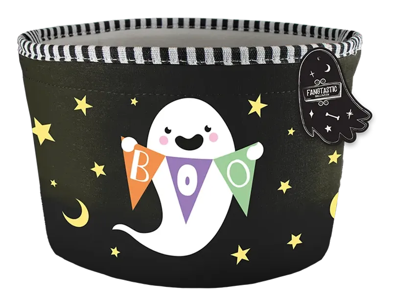 Halloween Embroidered Treat Basket Bucket Bag Trick Or Treat Candy Tote 25cm