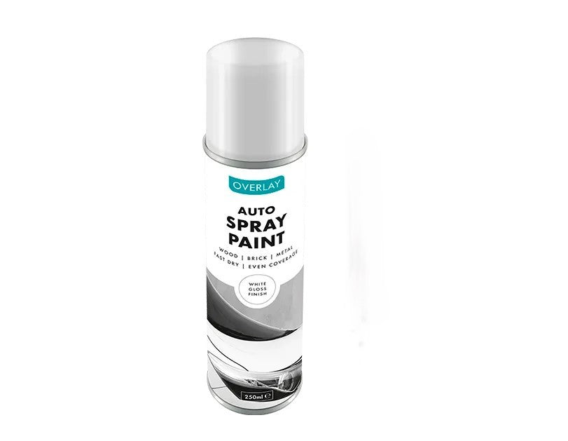 Gloss White Spray Paint 250ml Auto Car Metal Wood Interior Exterior Fast Drying