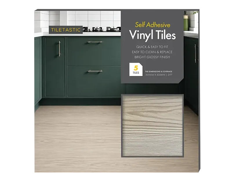 Grey Wood Self Adhesive Vinyl Floor Tiles Pack of 5 Peel Stick Flooring 3 sq ft