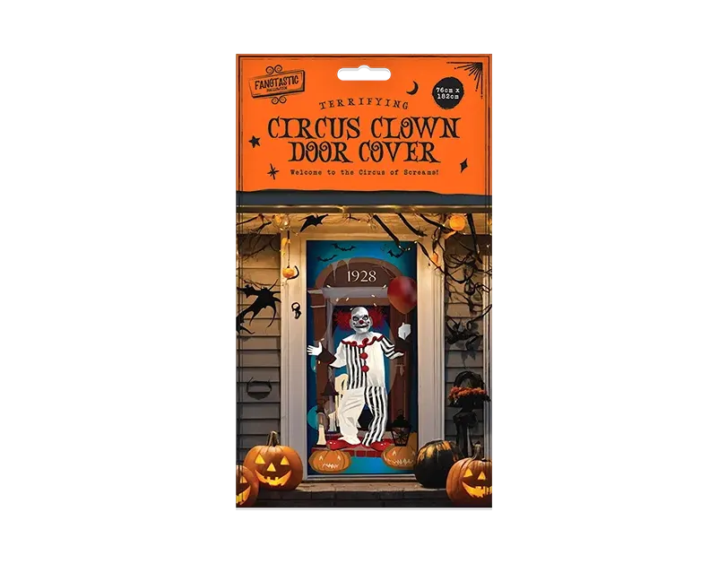 Halloween Clown Door Cover Scary Circus Poster Party Decor Banner 182 × 76 cm