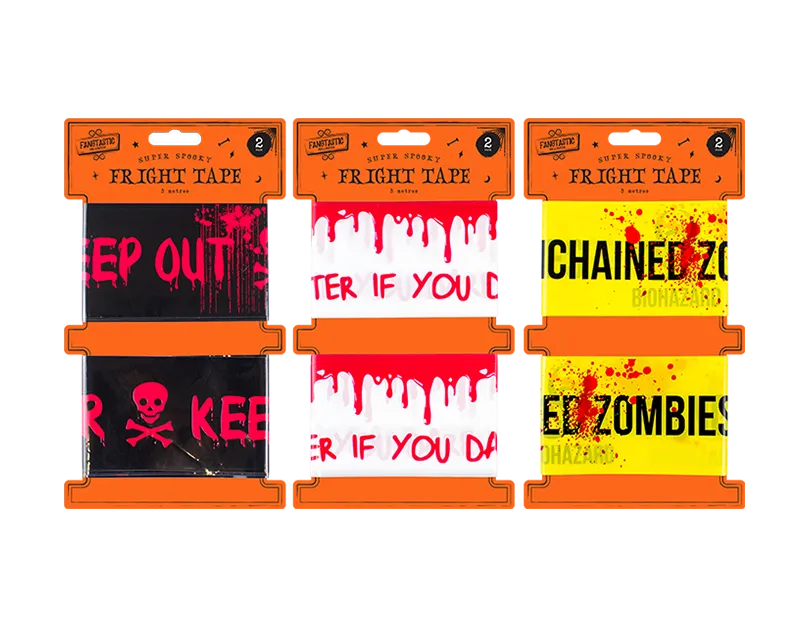 Halloween Fright Tape 2 Pack Caution Barrier Keep Out Zombie Party Decoration 3m