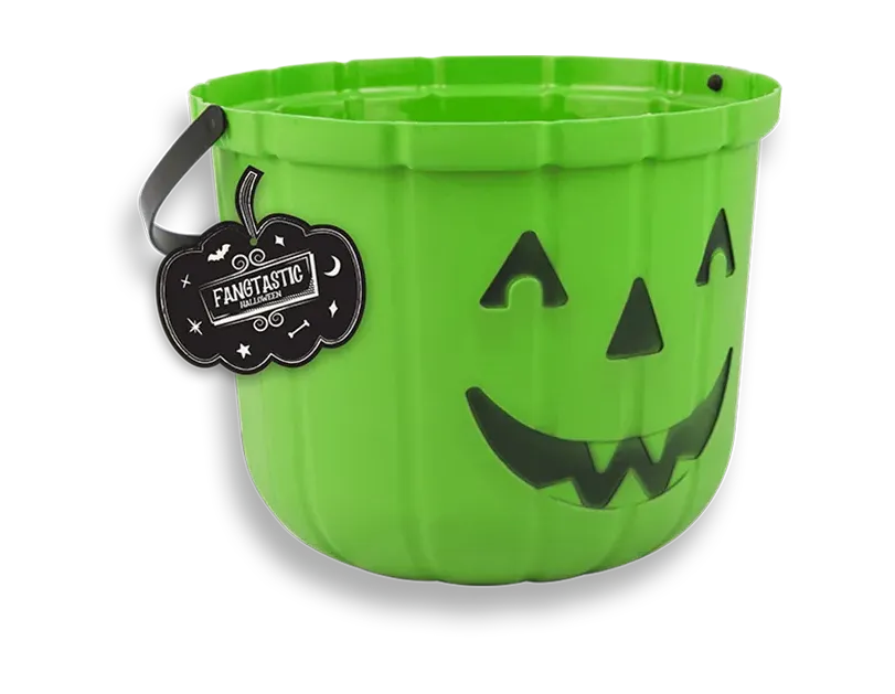 Halloween Pumpkin Bucket Jack O Lantern Candy Pot Trick Or Treat Sweet Tub 25cm
