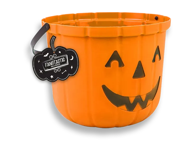 Halloween Pumpkin Bucket Jack O Lantern Candy Pot Trick Or Treat Sweet Tub 25cm