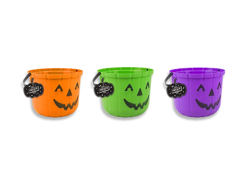 Halloween Pumpkin Bucket Jack O Lantern Candy Pot Trick Or Treat Sweet Tub 25cm