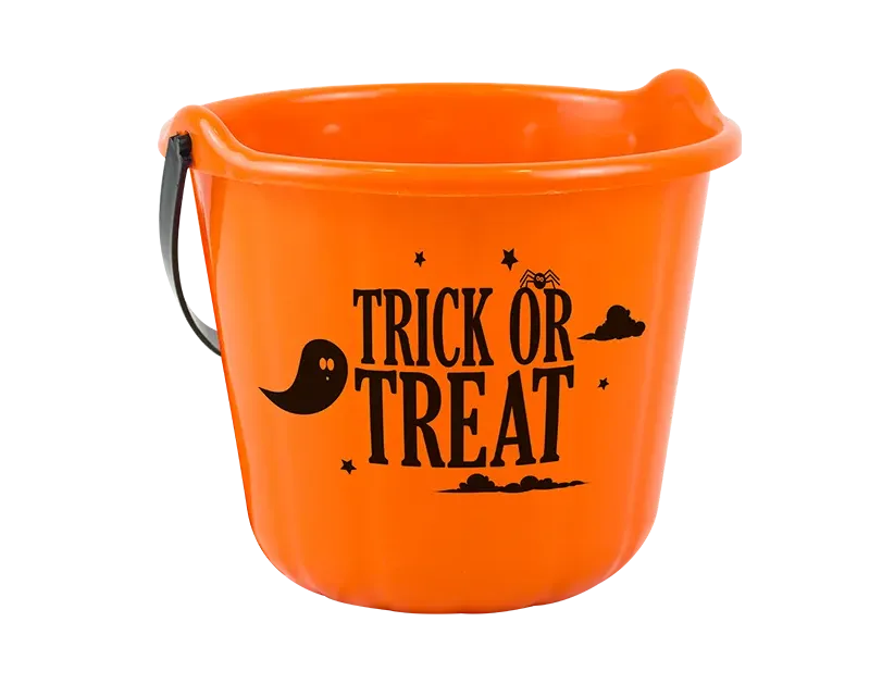 Halloween Trick Or Treat Bucket Plastic Candy Bucket Party Bag Prop Sweet Tub 22cm