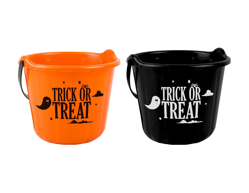 Halloween Trick Or Treat Bucket Plastic Candy Bucket Party Bag Prop Sweet Tub 22cm