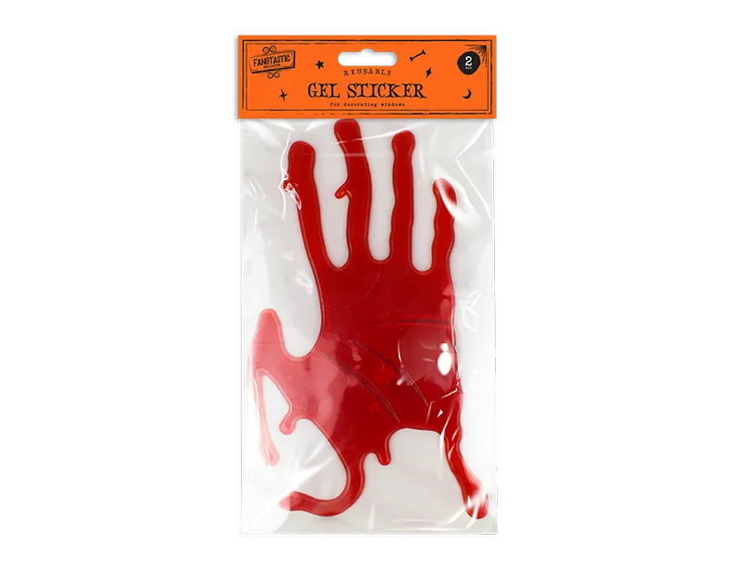 Halloween Bloody Hands Gel Window Stickers 2 Pack Clings Bloody Handprint Decor