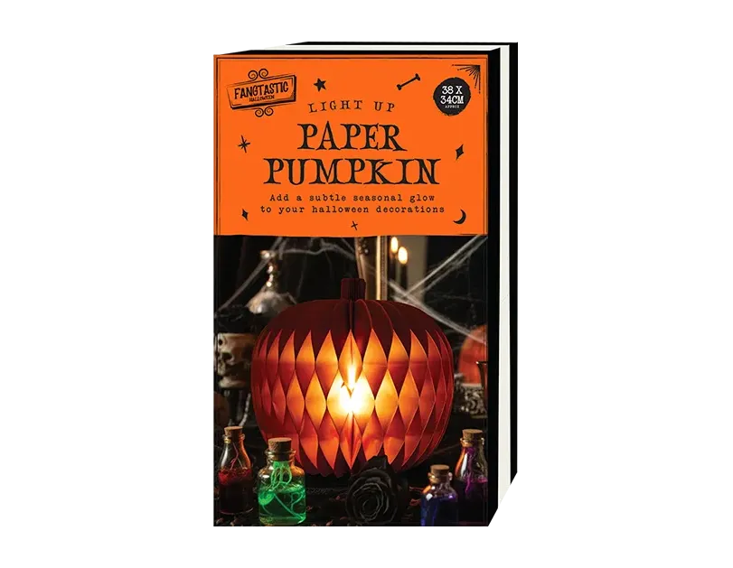 Halloween Light Up Paper Pumpkin LED Lantern Foldable Magnetic Lantern Decor 34cm