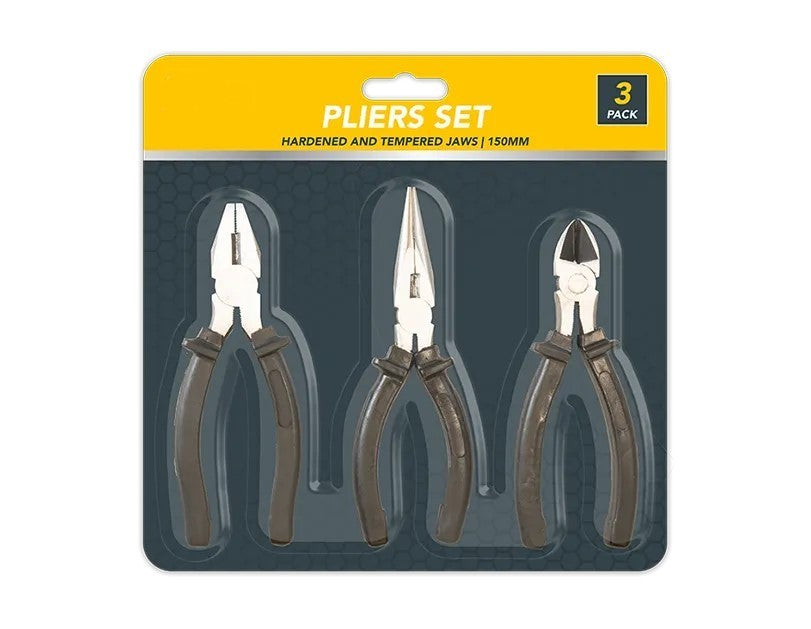 3 Pack 150mm Pliers Set Combination Long Nose Side Cutter Heavy Duty Hand Tools