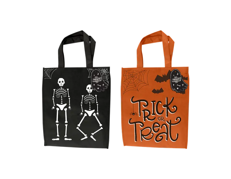 Halloween Trick Or Treat Bag Polyester Candy Tote Sack Spooky Party Prop Bucket