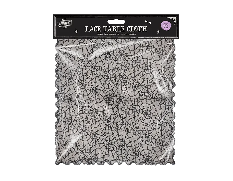 Halloween Lace Tablecloth Black Spider Cobweb Cover Party Table Decor 100 x 80cm